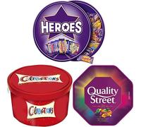 3 x Chocolate Tubs ASSORTED PACK 1 EACH Of Celebrations, Heroes and Quality Street Sharing Tub Perfect For Christmas