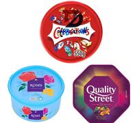 3 x Chocolate Tubs ASSORTED PACK 1 EACH Of Celebrations, Roses and Quality Street Sharing Tub Perfect For Christmas