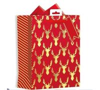 3 x Christmas Bags with Handle for Gifting, Wrapping Gifts Xmas Gift Bags Birtthday Parties - Extra Large(33x46x14cm) (Multicolor, XL-Design6)