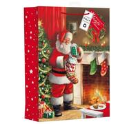 3 x Christmas Bags with Handle for Gifting, Wrapping Gifts Xmas Gift Bags Birtthday Parties - Large(26.6x33x14cm) (Multicolor, L-Design10)