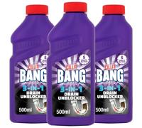3 x Cillit Bang Drain & Sink 3 In 1 Unblocker Power Cleaner Odour Stop Gel 500ml