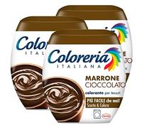 3 x Coloreria Italiana Dye for Fabrics in Washing Machine, Chocolate Brown Formula All in One - 3 Single Dose Packs of 350 g