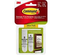 3 X Command Small and Medium Picture Hanging Strips Value Pack, 4 pairs small, 8 pairs medium (3 X Small & Medium)