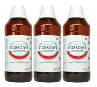 3 x Corsodyl Chlorhexidine Fresh Mint Mouthwash - 600ml