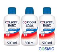 3 X Corsodyl Daily Gum Care Mouthwash Alcohol Free Cool Mint, 500ml