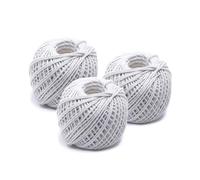 3 x Cotton String Balls, Twines Ball, Kitchen Twine for Meat Durable, White Twine for Gardening, Art & Craft, Kitchen Cooking, Gift Wrapping & Butchers String (60M x 3) 180M