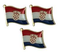 3 X Croatia Croatian Country Enamel National Flag Lapel Metal Pin Badge - 1.9cm x 1.6cm Each - Set of 3 Hard Enamel Croatian Flag Pins - Patriotic Croatia Crest