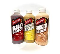 3 x Crucials Sauce (BBQ/Mustard/Burger) - 500ml (& Burger Seasoning Mix)