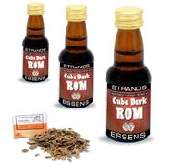 3 x Cuba Dark Rum Style Essence 25ml - Alcohol-Free Flavouring, Makes 2.25L, Includes Free French Oak Chips
