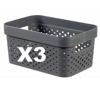 3 X Curver Recycled Infinity Dots Box 4.5L Dark Grey [7217]