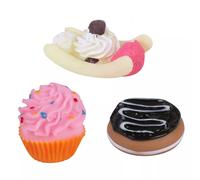 (3 x Desserts) Dog Toys Chew Ball Novelty Toy Squeakers Pet Puppy Teething Training Play Bundle