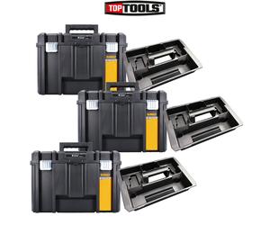 3 x DeWALT DWST1-71195 TSTAK VI Deep Tool Storage Box 23L With N492058 Tote Tray