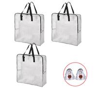 3 X DIMPA STORAGE CLEAR REUSABLE HEAVY DUTY LAUNDRY BAGS Moth & Moisture Proof Hinsinc Clear One Size