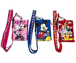 3 X Disney Mickey Minnie & Friends Lanyard with ID Badge Holder Wallet Coin Purse Ticket Key Chain