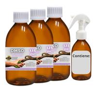 3 x DMSO 125 ml. 99.9% Purity with Dropper | Dimethylsulfoxide Quality Ph Eur | Gift Bottle 125 ml + Diffuser + Dispenser Cup | Amber Laboratory Bottles | Safety Seal