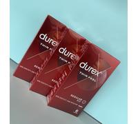 3 x Durex Thin Feel Condoms - Regular Fit - 6s (3 Packs Of 6) - Expiry Date 2030