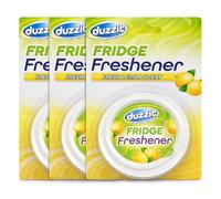 3 x Duzzit Fridge Freshener Fresh Lemon Scent - Refrigerator Deodoriser Odour Eliminator for Fridge & Freezer, Long Lasting Food Smell Remover, Compact Fridge Air Freshener for Kitchen Use