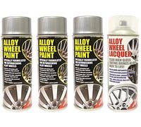 3 x E-Tech Silver Wheel Paint and 1 x Clear Lacquer Car Alloy Wheel Spray Paint (4 Cans In Total)