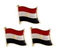 3 X Egypt National Country Flag Lapel Metal Enamel Pin Badge - 1.9cm x 1.6cm - Hard Enamel Egyptian Flag Brooch Set - Arab Republic of Egypt Emblem Pins for Jacket