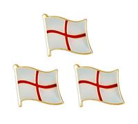 3 x England St George’s Cross Flag Lapel Pins - English National Emblem Badges - Patriotic Country Accessories - Size: 1.6cm x 1.9cm