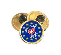 3 x Eurovision Song Contest 2025 Gold Plated Lapel Pin Badges