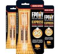 3 x Evo Stik 25ml Epoxy 2 Part Invisible Adhesive | Ultra Strong, Bonds in 90s, Water-Resistant | Ideal for Glass, Ceramics, Leather, Fabric & Plastic