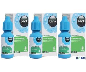 3 X Eye Drops Blink Contacts Soothes Refreshes Tired Dry Eyes 10ml