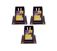 Eliza Tinsley 3 X Fence Post Holder Support Bolt Down Shoe Anchor Wedge Grip Brown For 100mm X 100mm Posts (4") Swiftpost, Pack Of 3