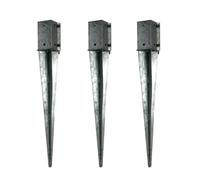 3 x Fence Post Holder 100mm posts Support Drive Down Spike Clamp Grip Galvanised for 100mm x 100mm posts, 750mm spike (4" x 30") Eliza Tinsley Swiftpost, Pack of 3