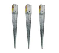 3 x Fence Post Holder 100mm posts Support Drive Down Spike Wedge Grip Galvanised for 100mm x 100mm posts, 750mm spike (4" x 30") Eliza Tinsley Swiftpost, Pack of 3