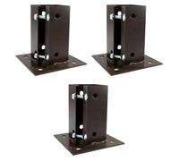 3 x Fence Post Holder 75mm posts Support Bolt Down Shoe Anchor Clamp Grip Brown for 75mm x 75mm posts (3") Eliza Tinsley Swiftpost, Pack of 3