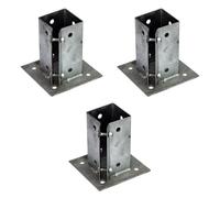3 x Fence Post Holder 75mm posts Support Bolt Down Shoe Anchor Clamp Grip Galvanised for 75mm x 75mm posts (3") Eliza Tinsley Swiftpost, Pack of 3