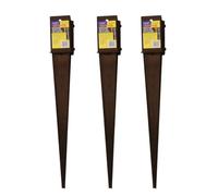 Eliza Tinsley 3 X Fence Post Holder Support Drive Down Spike Clamp Grip Brown For 75mm X 75mm Posts, 600mm Spike (3" X 24") Swiftpost, Pack Of 3