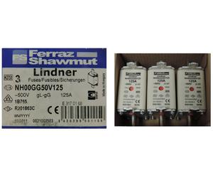 3 x Ferraz Shawmut / Mersen Linder NH00GG50V125 125A Fuse 500V includes VAT