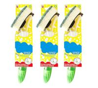 3 x Fillable Washing Up Brush with Replaceable Heavy Duty Scourer Sponge Head, Dish Cleaning Handle, Soap Dispensing Scrubbing Brush for Pots Pans Plates Kitchen Cleaning - Colour and Design May Vary