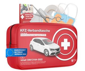 3 x first aid kit for cars including additional instruction book - first aid kit car according to current standard 2024 - DIN13164 - First Aid Kit - Social Packed