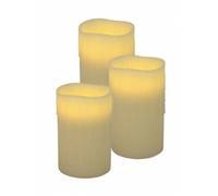 3 X Flickering LED Wax Candle Without Flame 10 15 20 Cm High Candle Set