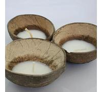 3 x Floating Coconut Shell Candles with Coconut Wax Eco Friendly Biodegradable