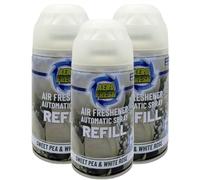 3 X FRESH AUTOMATIC SPRAY REFILLS 250ML AIR FRESHNER ODOURS CHOSE YOUR OWN (Sweet Pea & White Rose)