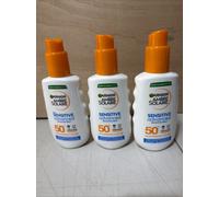 3 X Garnier Ambre Solaire SPF 50+ Sensitive Advanced Sun Cream Spray, Factor 50