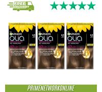 3 x Garnier Olia 6.0 Light Brown Permanent Hair Dye 100% ORIGINAL ⭐⭐⭐⭐⭐