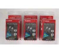 3 x Genuine Canon BCI-24 Black 9ml & Colour 15ml Toner Cartridges inc VAT