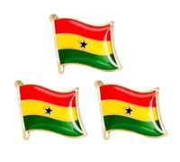 3 X Ghana National Flag Metal Enamel Pin Badge - 1.9cm x 1.6cm - Hard Enamel Red Yellow Green Lapel Pin with Black Star - Ghanaian Patriotic Symbol for Jacket