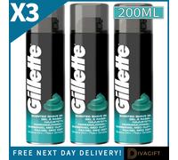 3 x GILLETTE ORIGINAL SENSITIVE SKIN SHAVING GEL 200ML SCENTED SPRAY FOR MEN NEW