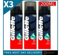 3 x GILLETTE REGULAR CLASSIC SENSITIVE SKIN SHAVING GEL 200ML FOR MEN NEW