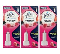 3 X Glade Touch & Fresh Air freshner Refill 10ml - Bubbly Berry Splash