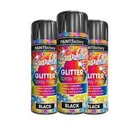 3 x Glitter Black Spray Paint 200ml / 1x Pair of Disposable Gloves Decorative Creative Art and Craft by Swiss Signature