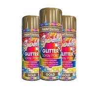 3 x Glitter Gold Spray Paint 200ml / 1x Pair of Disposable Gloves Dazzling Effect to Your Hobby Craft & Art Work by Swiss Signature