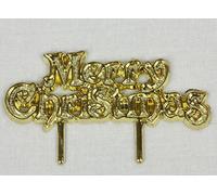 3 x Gold Merry Christmas Motto Cake Decorations