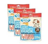 3 x Good Boy Pawsley Chewy Twists Dog Treats - Duck - 320g - Multi-Buy